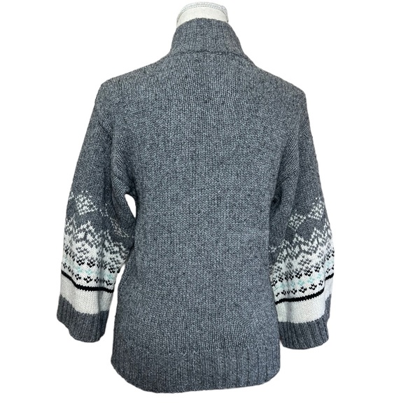 💥2/$15 NWT Old Navy grey white kimono sleeve cotton wool fair isle sweater sz S - Picture 8 of 13